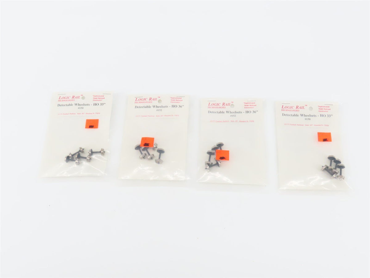 Lot of 4 HO Scale Logic Rail #150 &amp; #152 33&quot; &amp; 36&quot; Detectable Wheelset 4-Packs