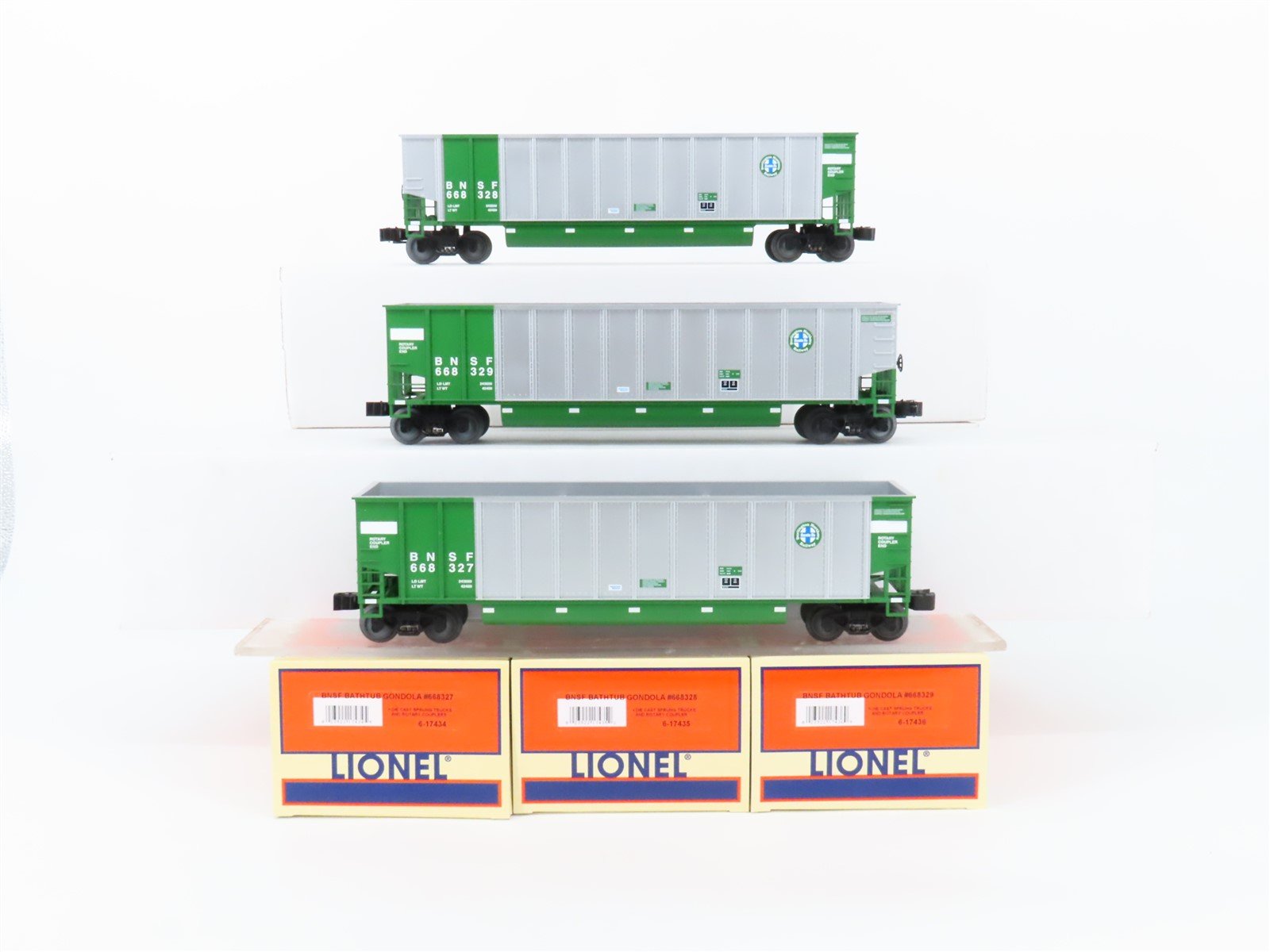 O Gauge 3-Rail Lionel 6-17433 BNSF Bathtub Gondola 3 Pack