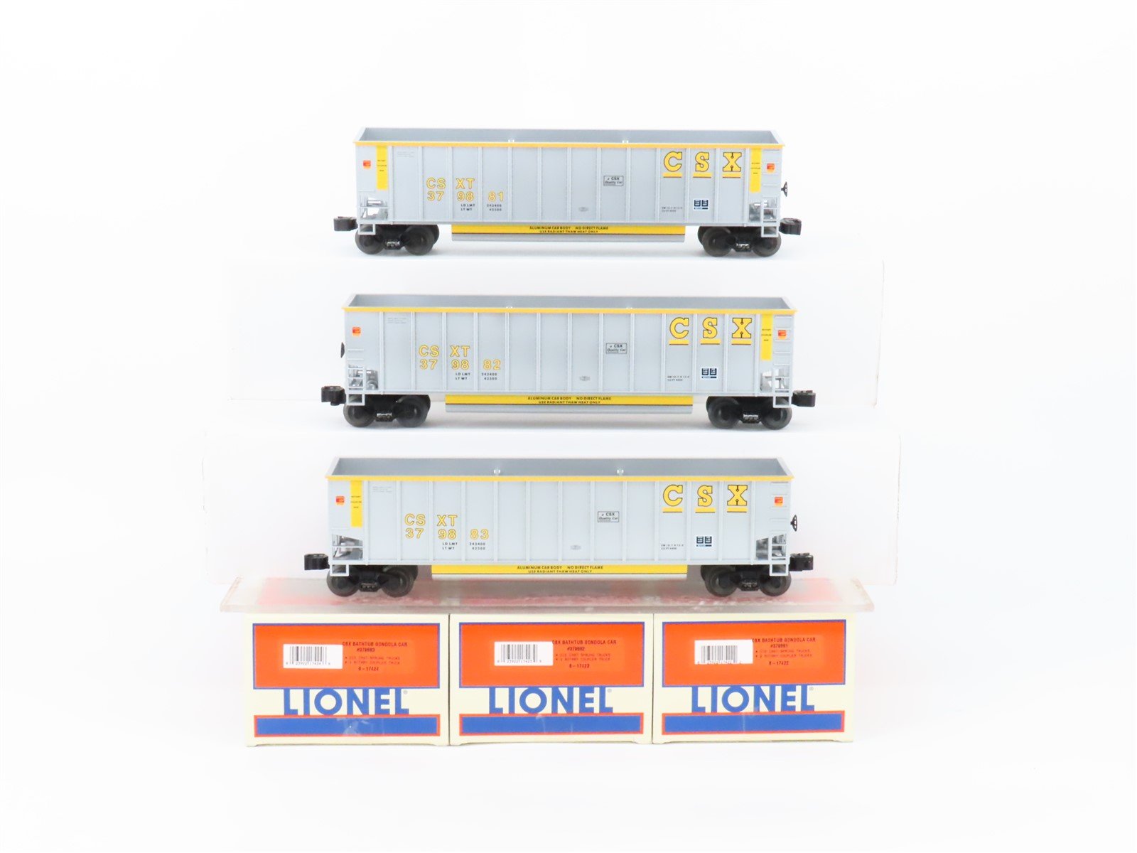 O Gauge 3-Rail Lionel 6-17421 CSXT CSX Bathtub Gondola 3 Pack