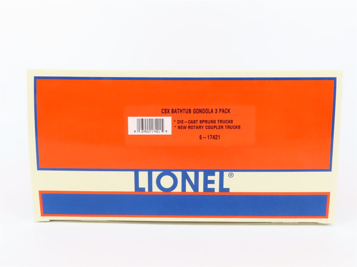 O Gauge 3-Rail Lionel 6-17421 CSXT CSX Bathtub Gondola 3 Pack