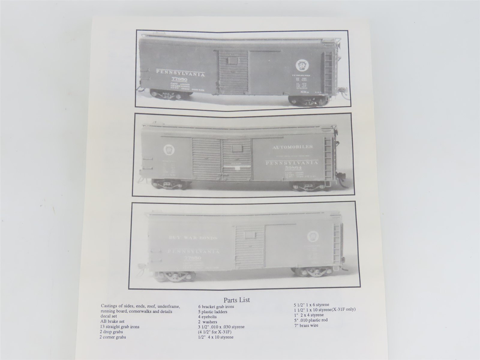 HO Scale Sushine Models Kit #10.5 PRR Pennsylvania 