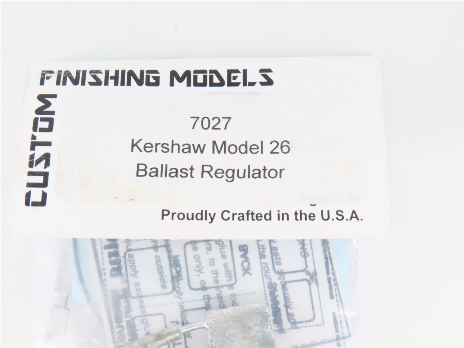 HO Custom Finishing Models Pewter Kit #7027 Kershaw Model 26 Ballast Regulator