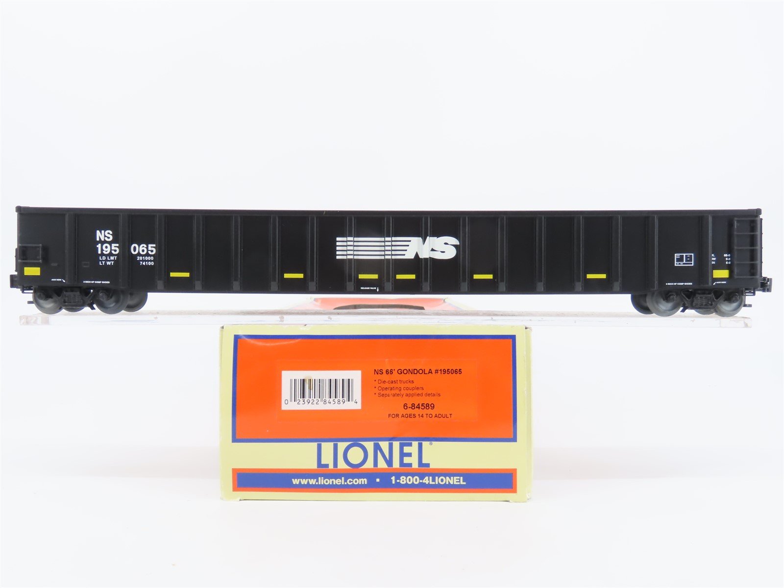 O Gauge 3-Rail Lionel 6-84589 NS Norfolk Southern Railroad 66' Gondola #195065