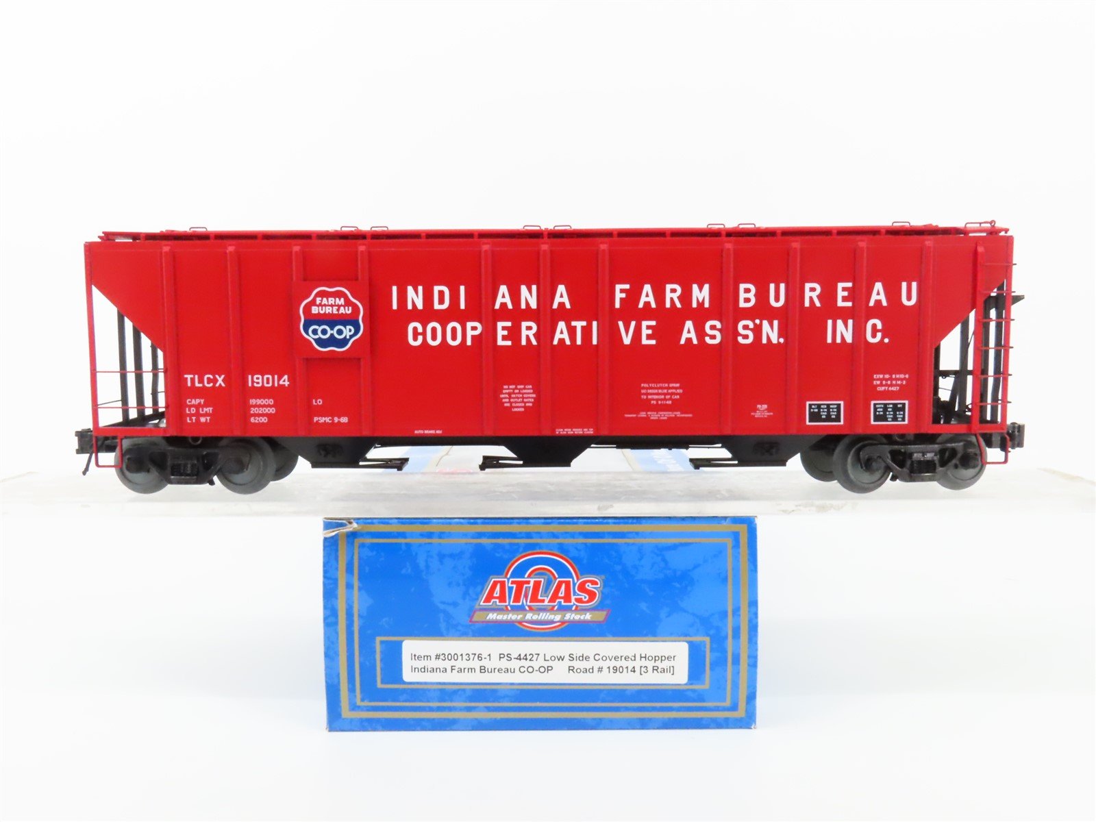 O Gauge 3-Rail Atlas 3001376-1 TLCX Farm Bureau Co-op Covered Hopper #19014