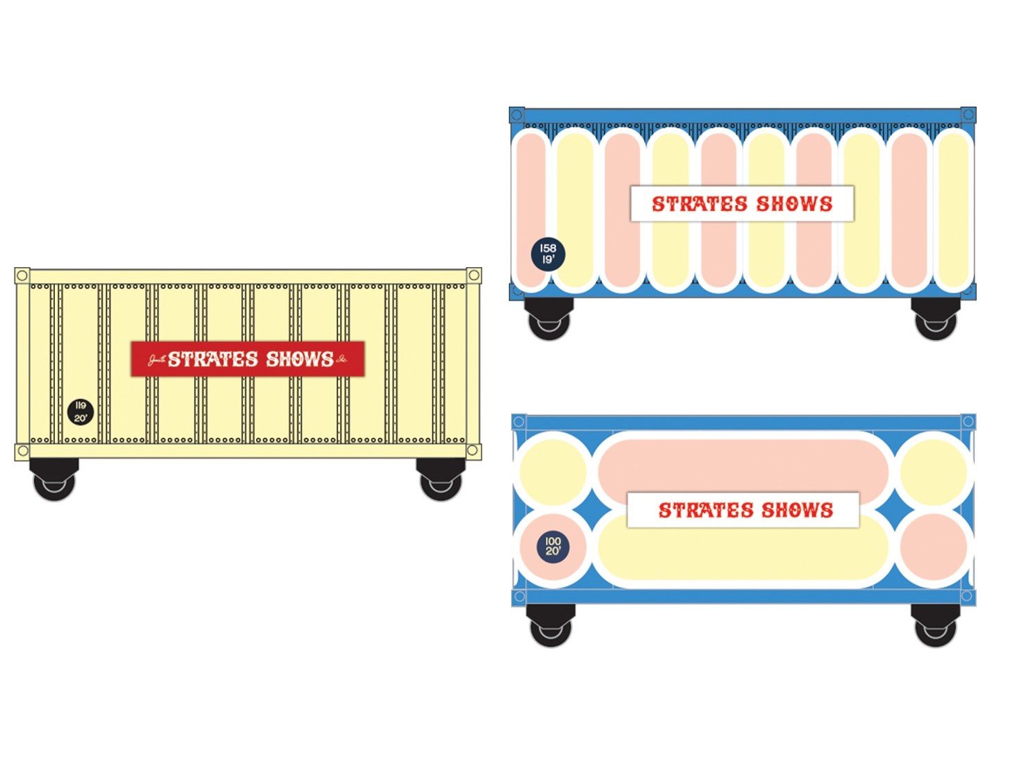 N Scale Micro-Trains MTL 98302272 Strates Shows 20' Rib-Side Containers 3-Pack