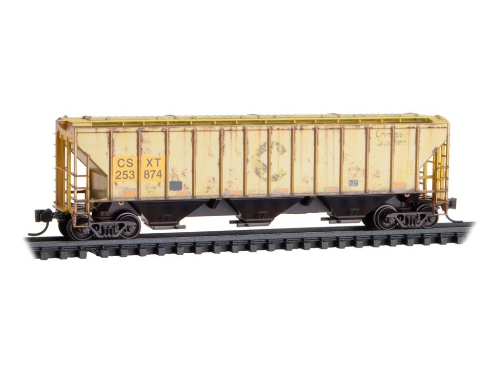 N Micro-Trains MTL 98305096 CSX/ex-Chessie 3-Bay Covered Hopper 2-Pack Weathered