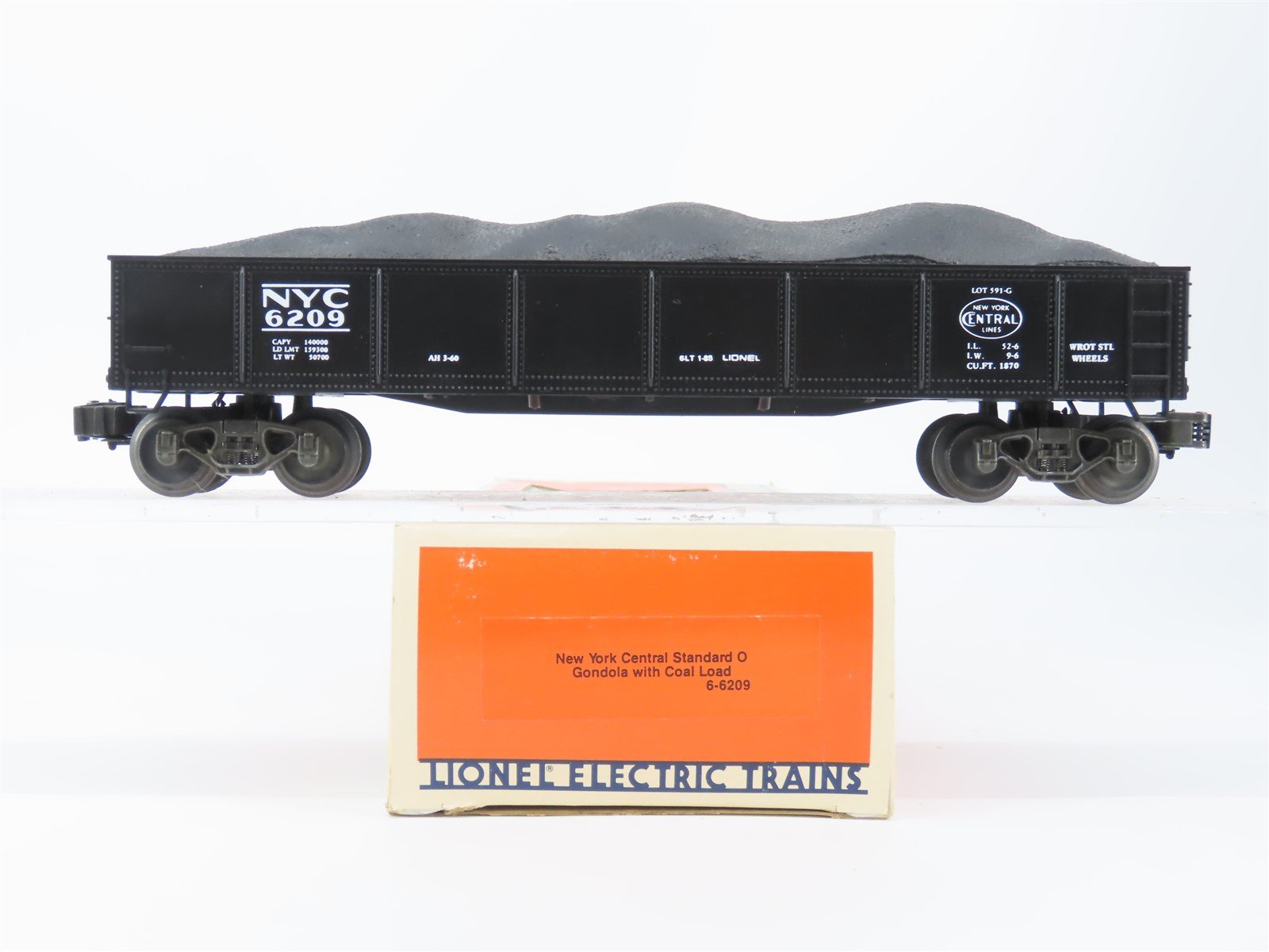 O Gauge 3-Rail Lionel 6-6209 NYC New York Central Gondola w/Coal Load #6209