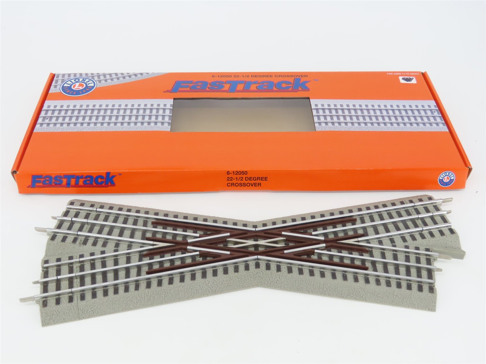 O Gauge 3-Rail Lionel FasTrack 6-12050 22-1/2 Degree Crossover