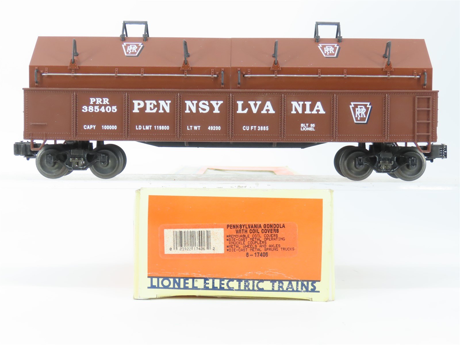 O Gauge 3-Rail Lionel 6-17406 PRR Pennsylvania Gondola w/Coil Covers #385405