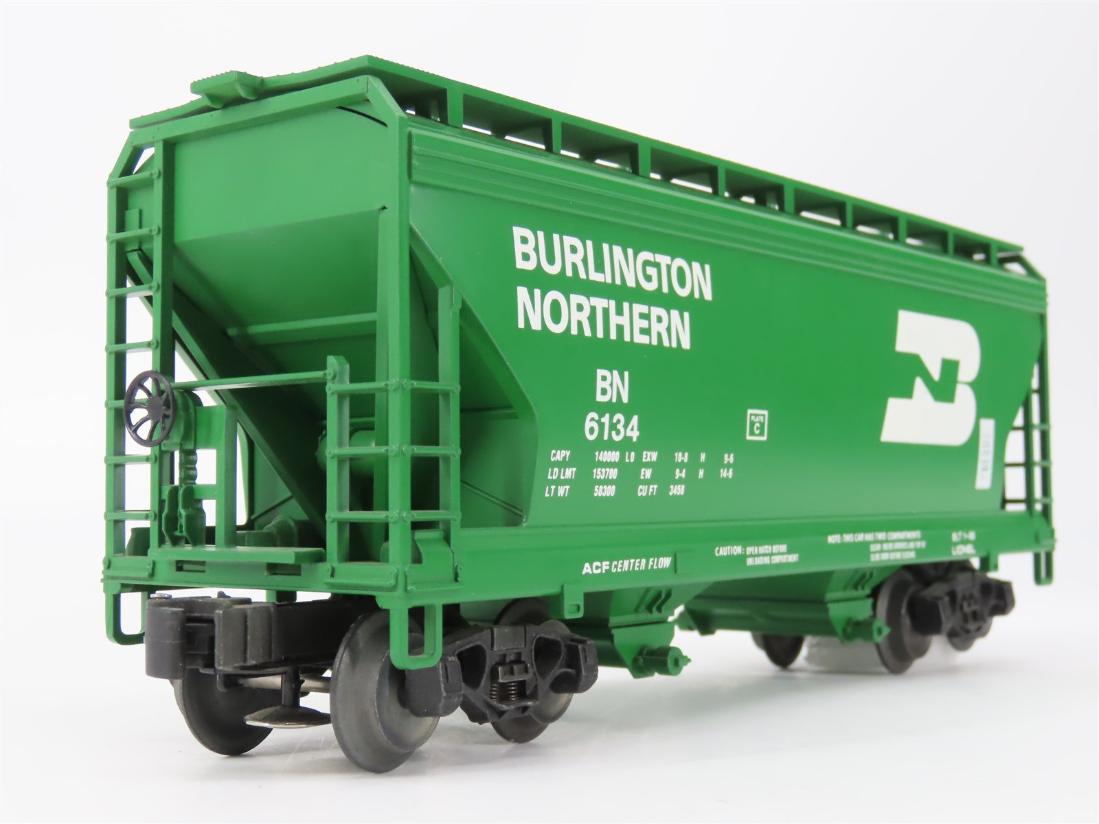 O Gauge 3-Rail Lionel 6-6134 BN Burlington Northern 2 Bay ACF Hopper #6134