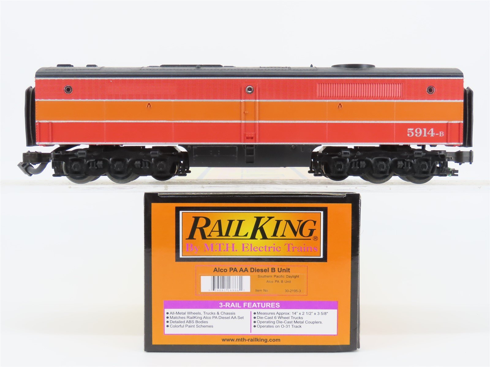 O Gauge 3-Rail MTH 30-2195-3 SP Daylight Alco PA B Unit Diesel #5914B UNPOWERED