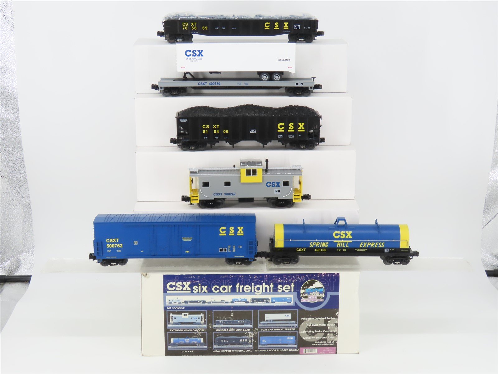 O Gauge 3-Rail MTH 20-90019 CSX Assorted 6-Car Freight Set