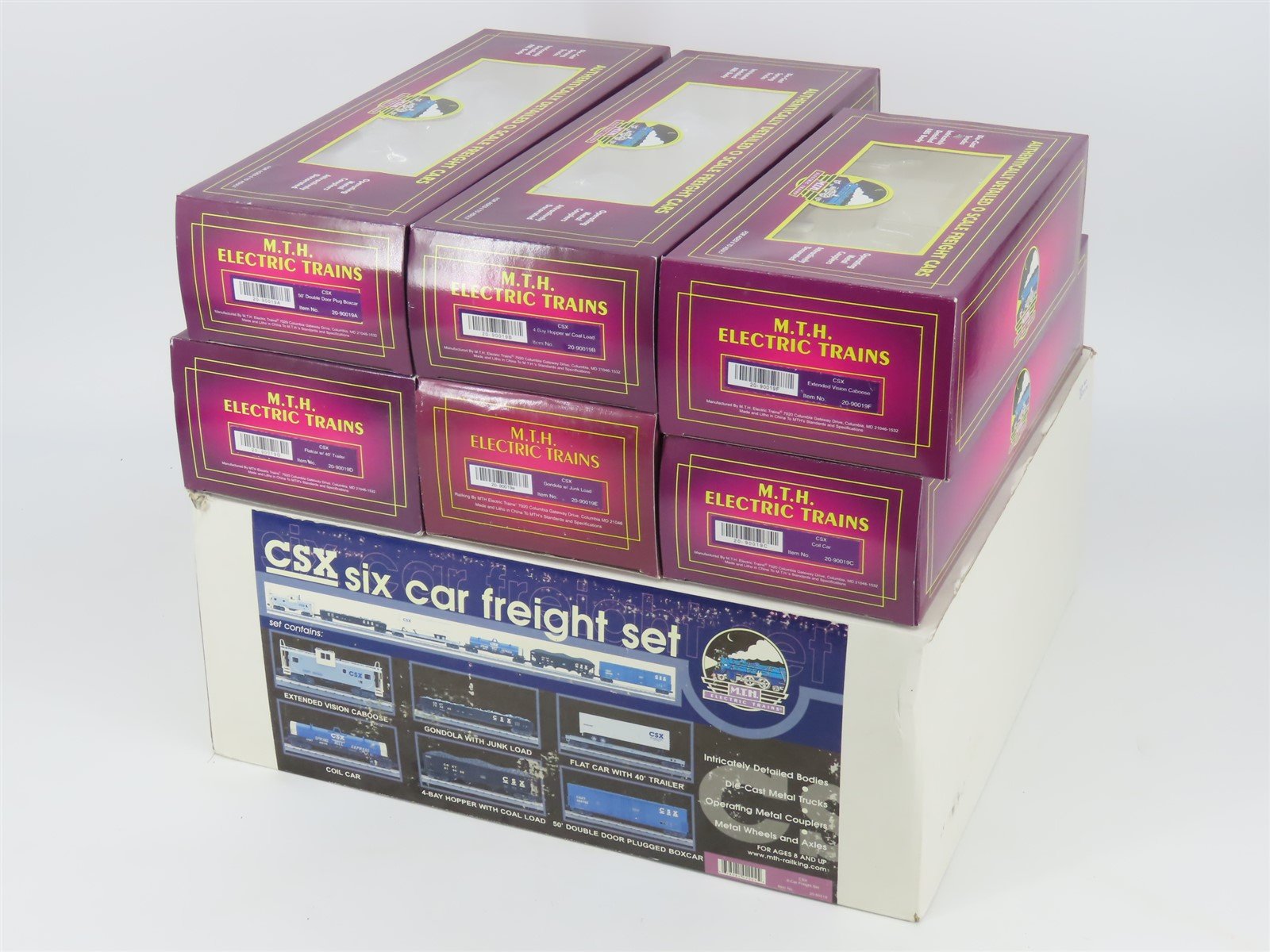 O Gauge 3-Rail MTH 20-90019 CSX Assorted 6-Car Freight Set