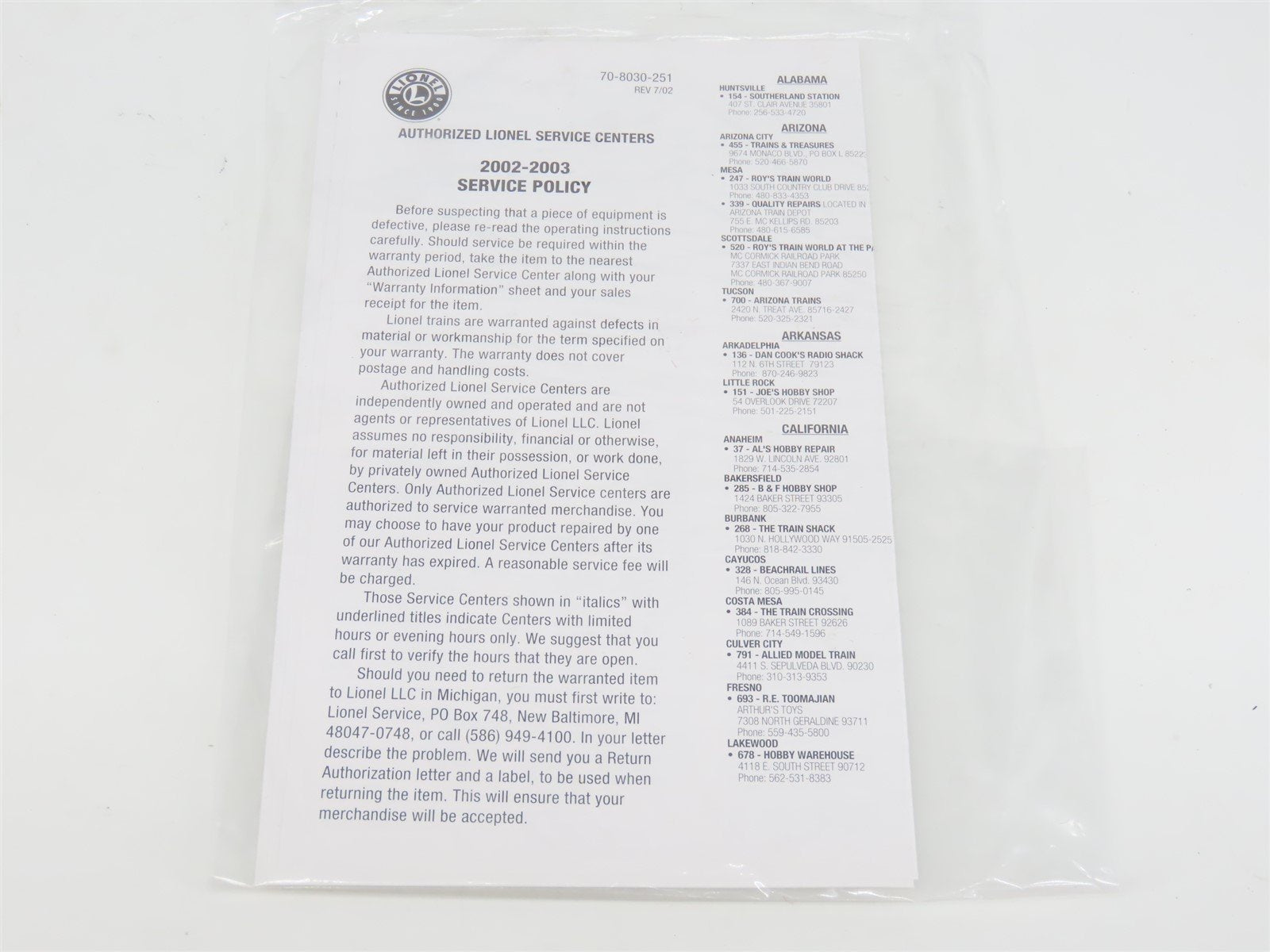 O Gauge 3-Rail Lionel Century Club 6-51249 UP Overland M-1000 Passenger Car