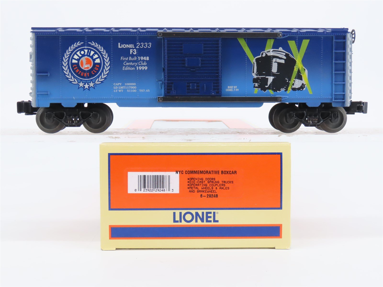 O Gauge 3-Rail Lionel 6-29248 NYC Commemorative Single Door Box Car #2333