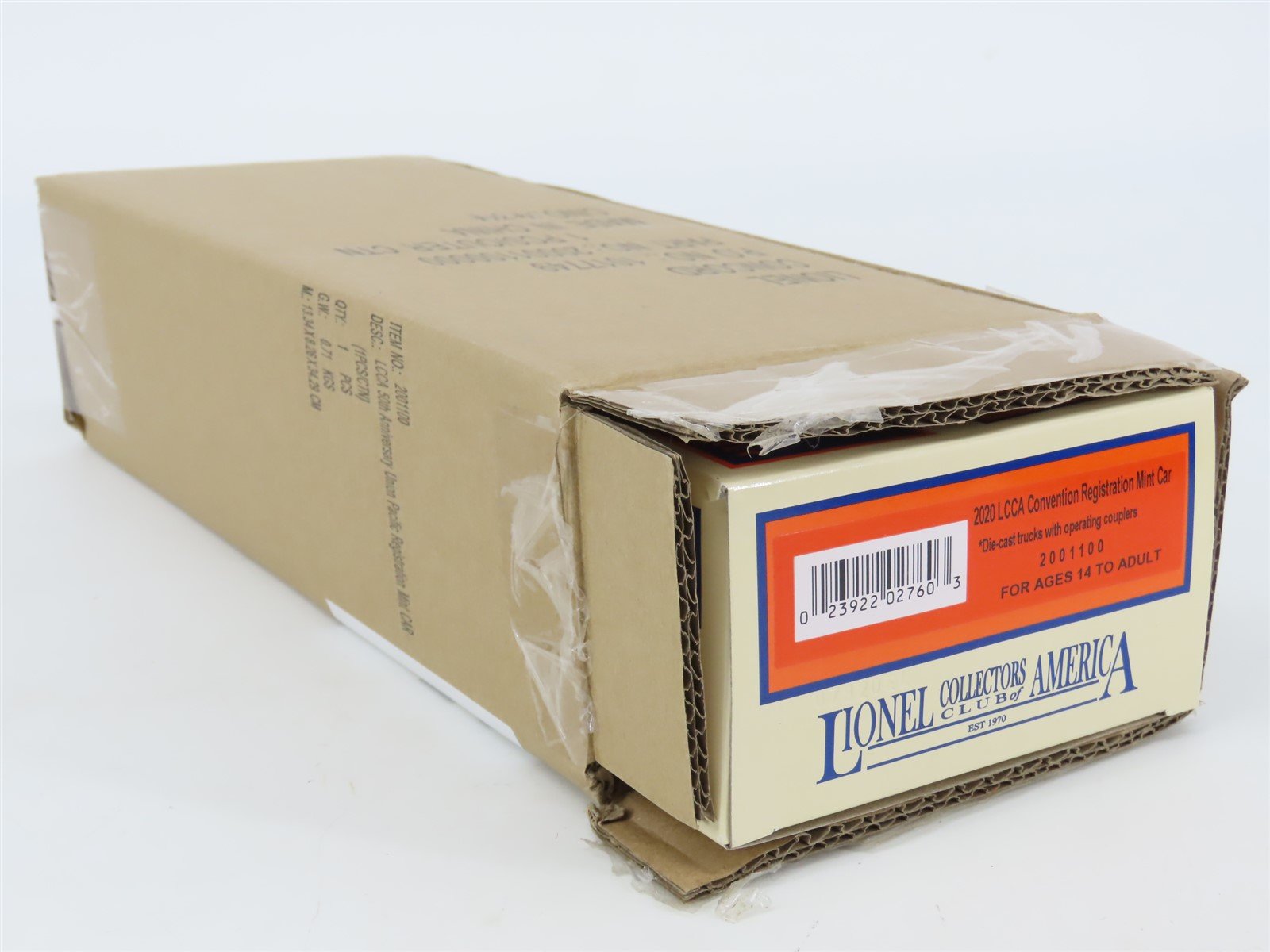 O Gauge 3-Rail Lionel 2001100 LCCA 2020 Convention Registration Mint Car #001100