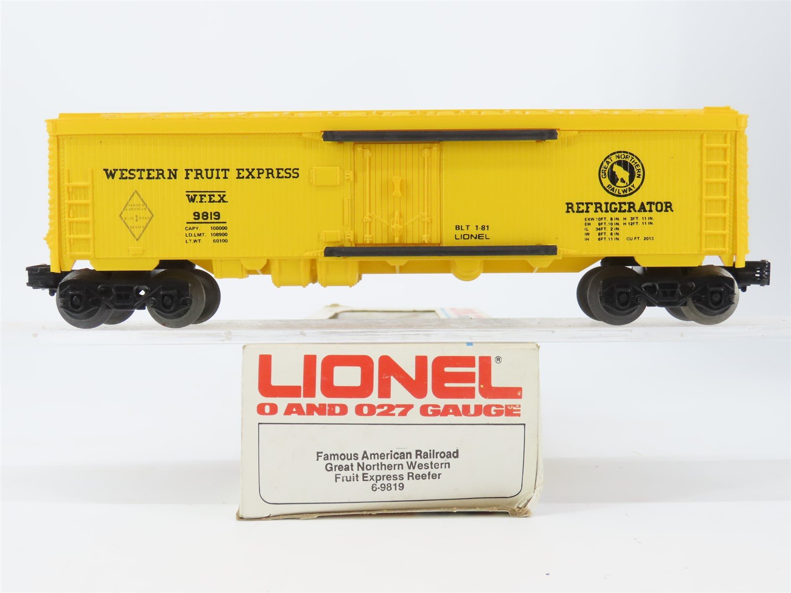 O Gauge 3-Rail Lionel 6-9819 GNW WFEX Western Fruit Express Reefer 9819