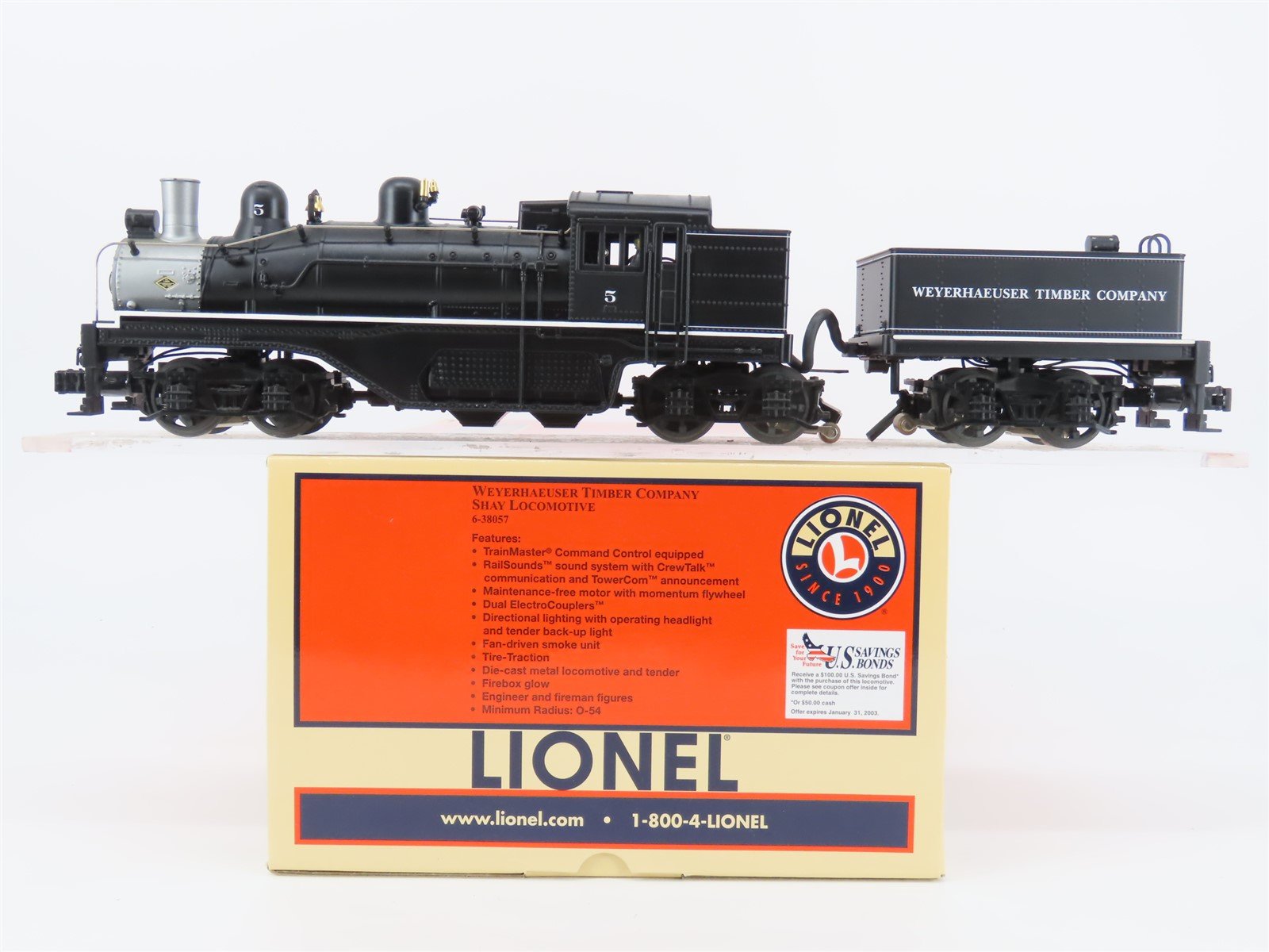 O Gauge 3-Rail Lionel 6-38057 Western Timber Shay Steam Locomotive #5
