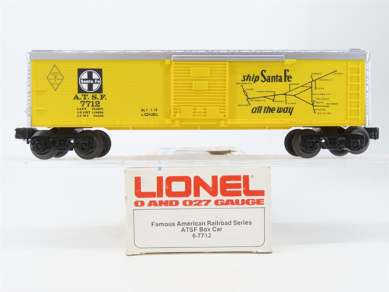 O Gauge 3-Rail Lionel 6-7712 ATSF Santa Fe Ship Santa Fe all the Way Boxcar 7712