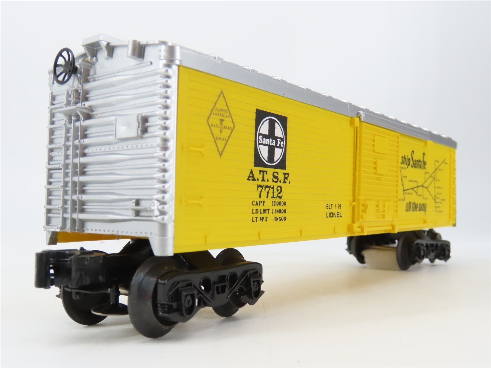 O Gauge 3-Rail Lionel 6-7712 ATSF Santa Fe Ship Santa Fe all the Way Boxcar 7712