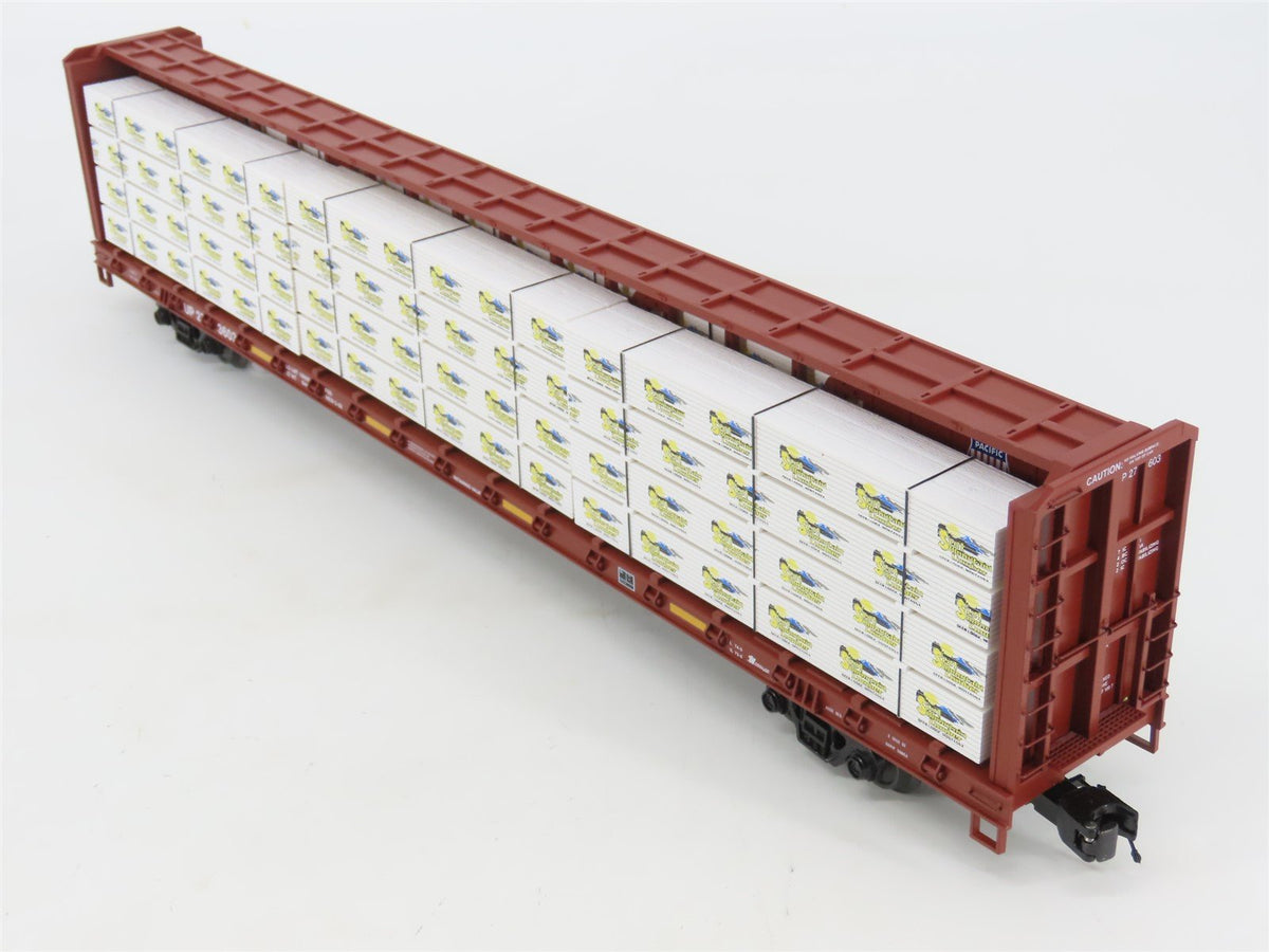 O Gauge 3-Rail MTH 20-95351 UP Center Beam Flat Car 273603 w/ Lumber Load 2-Pack