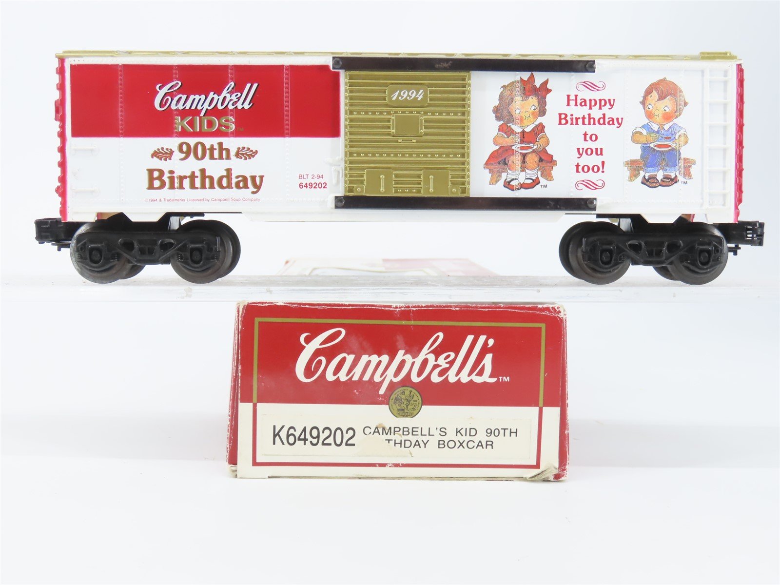 O Gauge 3-Rail K-Line K649202 Campbell Kids 90th Birthday Boxcar 1994