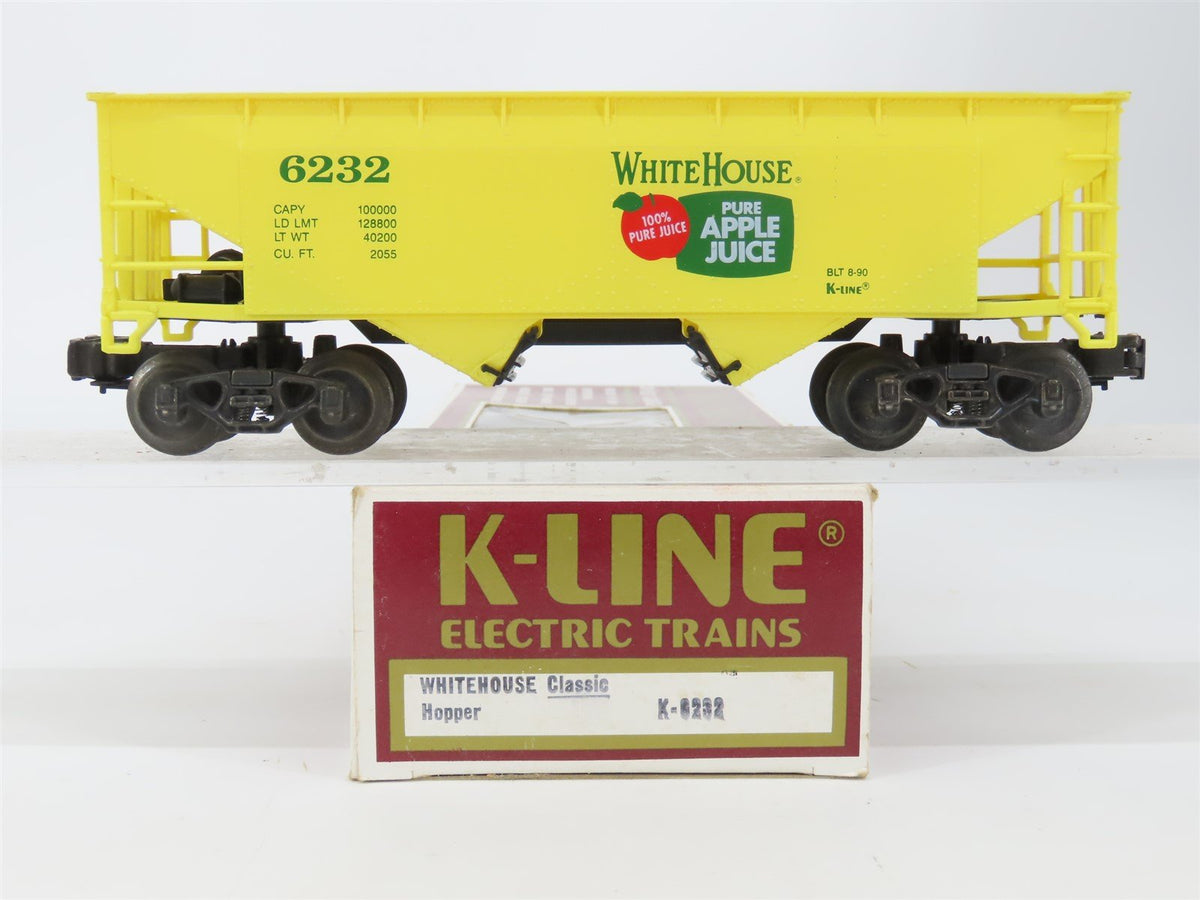 O Gauge 3-Rail K-Line K-6232 Whitehouse Apple Juice Two Bay Hopper #6232