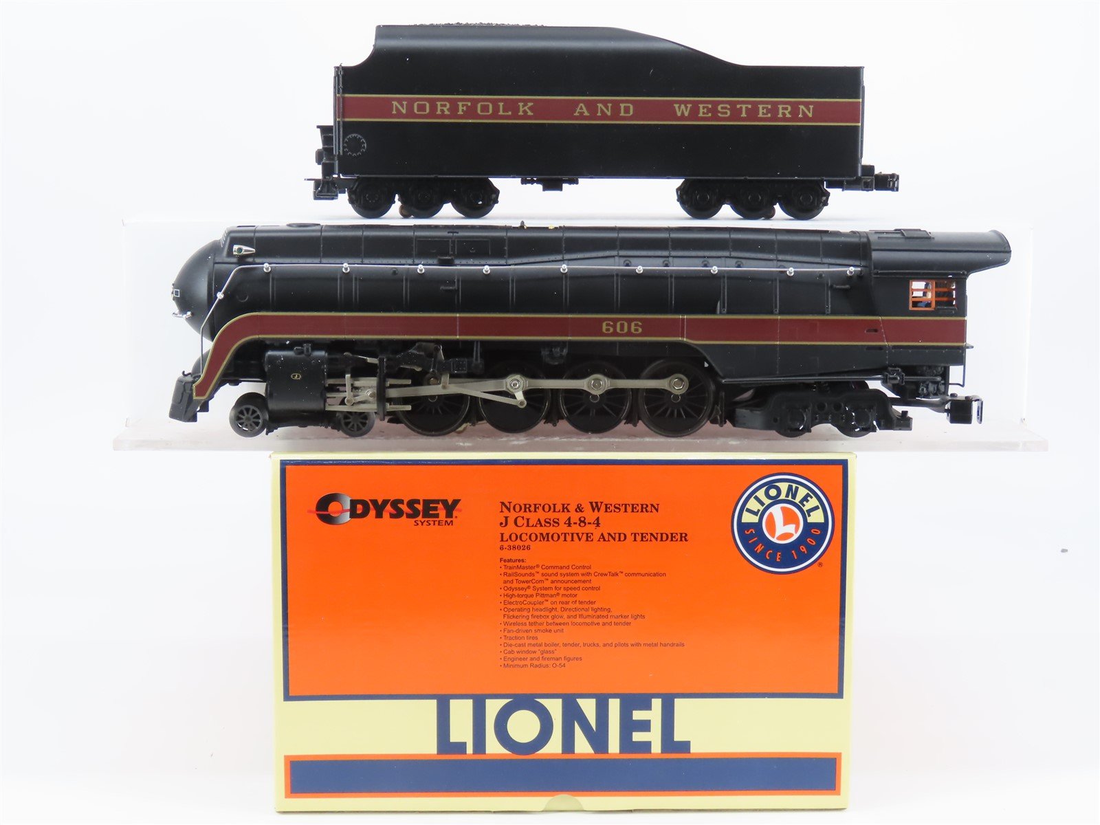 O 3-Rail Lionel 6-38026 N&W Norfolk & Western J Class 4-8-4 Steam #606 w/ TMCC