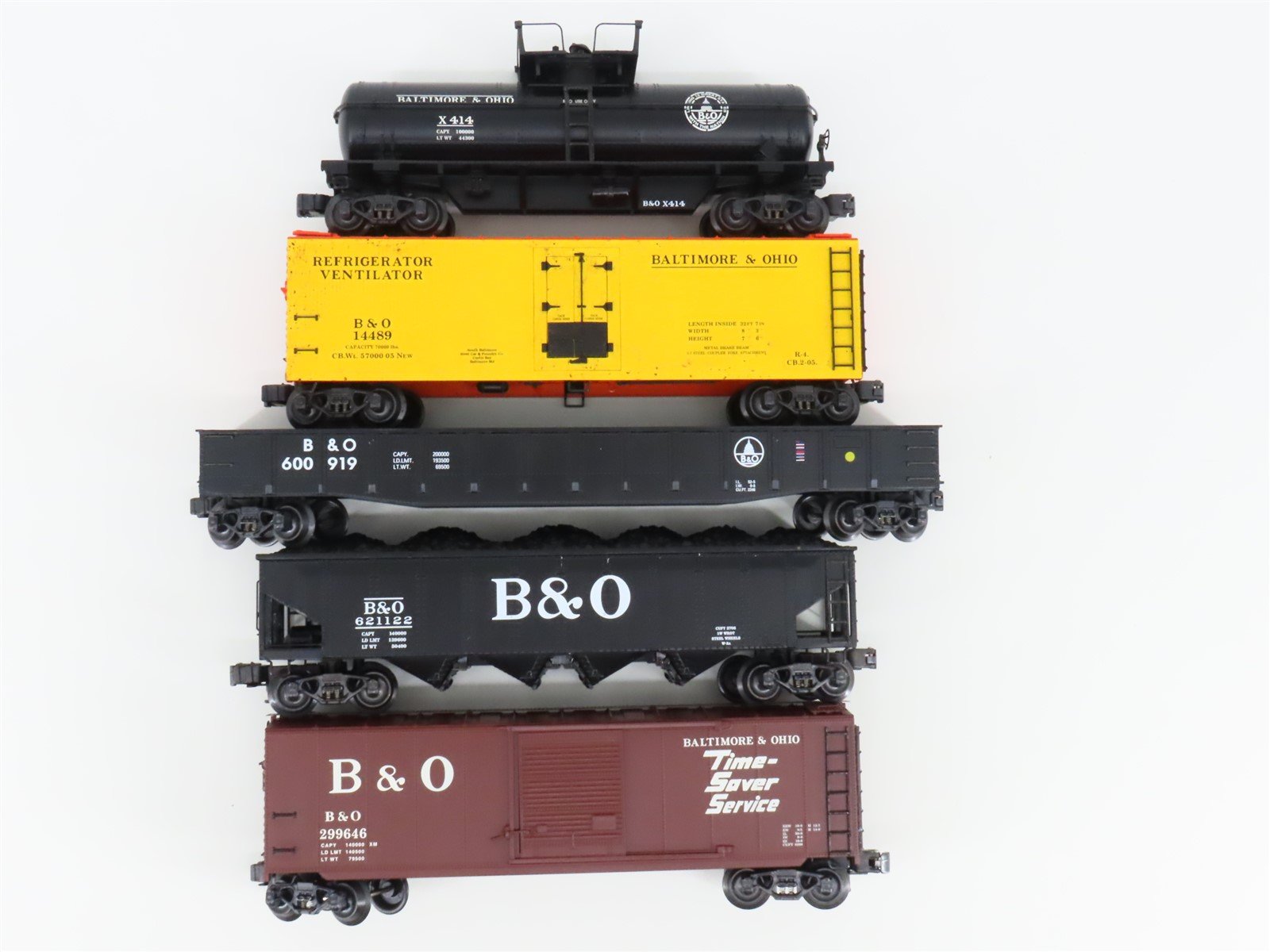 O Gauge 3-Rail K-Line K623-1098A B&O Baltimore & Ohio Freight Car 5-Pack