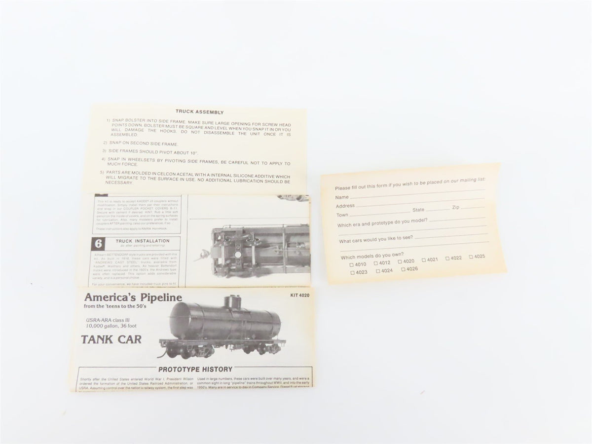 HO Scale Tichy Train Group Kit 4020 USRA/ARAIII 10K Gallon Single Dome Tank Car