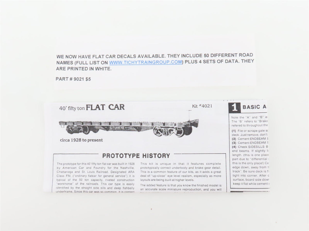 HO Scale Tichy Train Group Kit 4021 Undecorated 40&#39; 50-Ton Flat Car