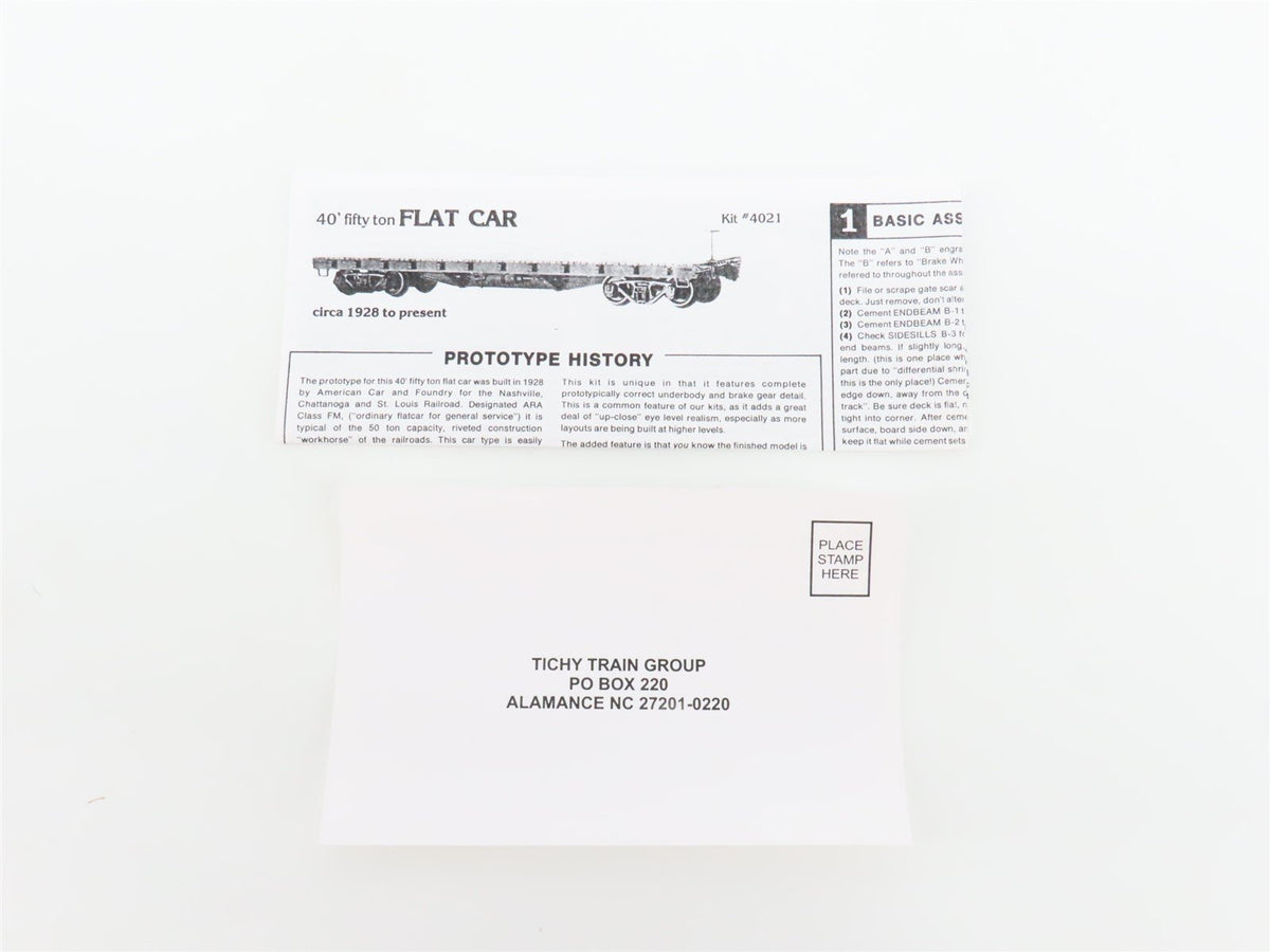 HO Scale Tichy Train Group Kit 4021 Undecorated 40&#39; 50-Ton Flat Car