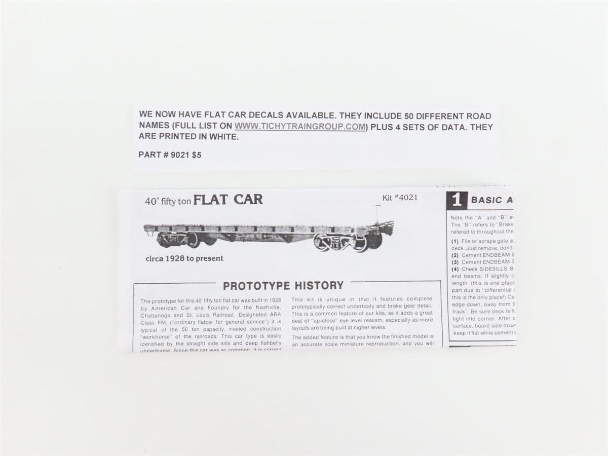 HO Scale Tichy Train Group Kit 4021 Undecorated 40&#39; 50-Ton Flat Car