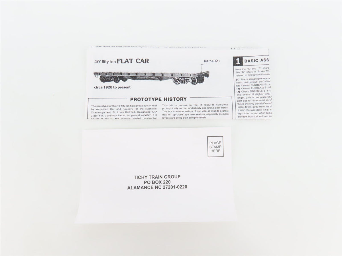 HO Scale Tichy Train Group Kit 4021 Undecorated 40&#39; 50-Ton Flat Car