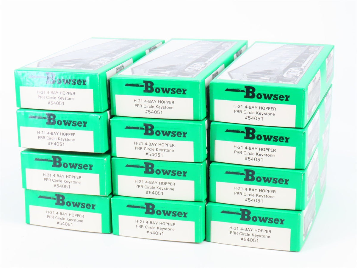 LOT of 12 HO Scale Bowser Kits 54051 PRR Circle Keystone 4-Bay Hoppers w/ Loads