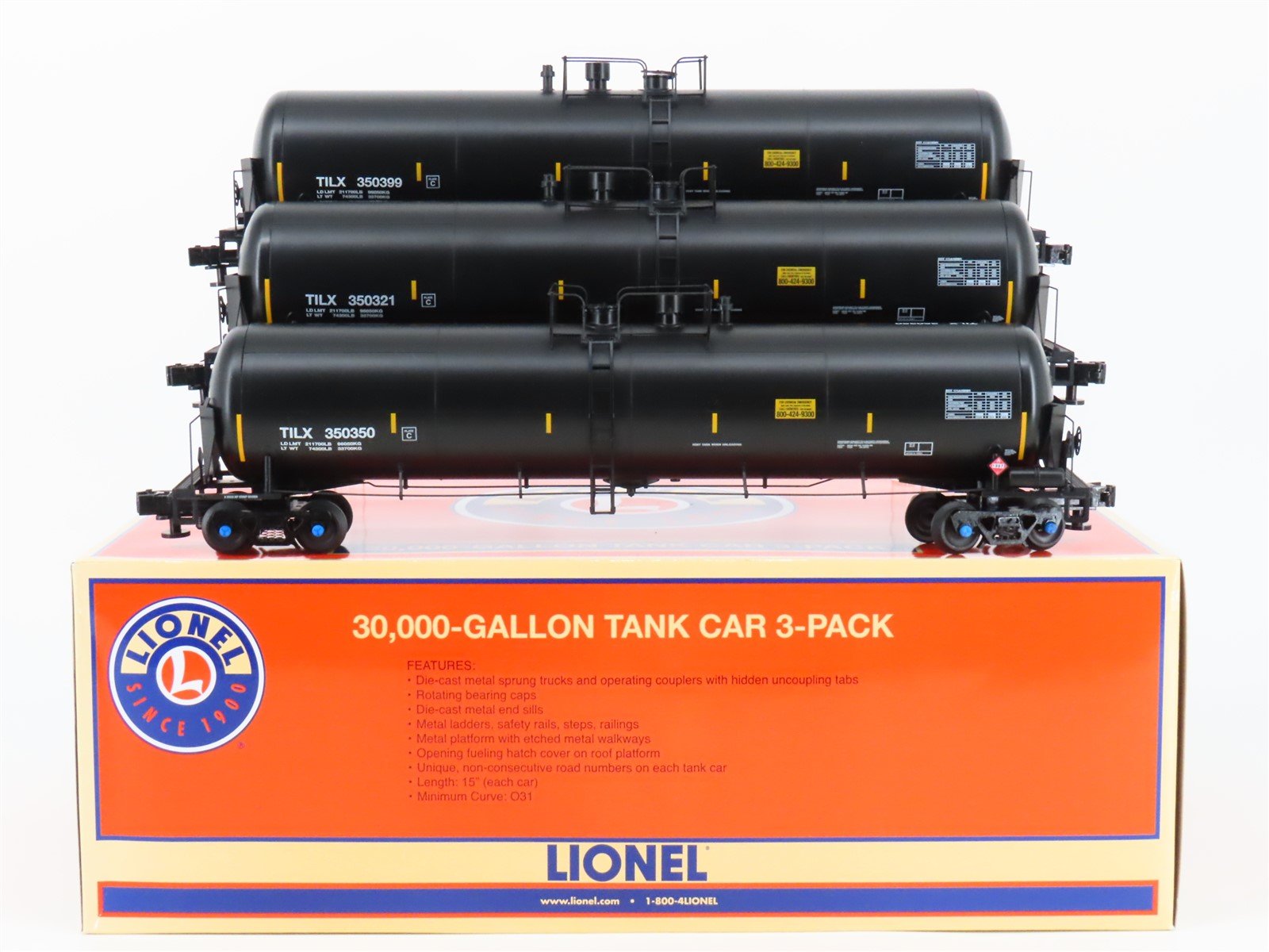 O Gauge 3-Rail Lionel 1926790 TILX 30,000 Gallon Tank Car 3-Pack