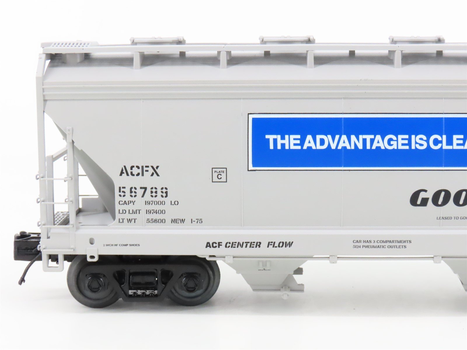 O Gauge 3-Rail MTH 20-97900 ACFX Goodyear Tire & Rubber 3 Bay Hopper Set of 2