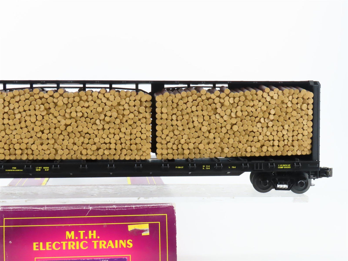 O Gauge 3-Rail MTH 20-98211 CSX Center Beam Flat Car w/ Log Load #1221
