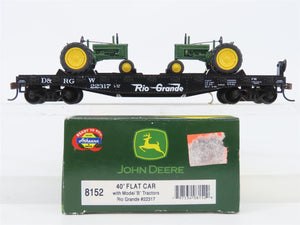 HO Athearn 8152 D&RGW Rio Grande 40' Flat Car #22317 w/ John Deere Tractors