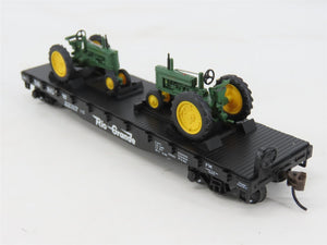 HO Athearn 8152 D&RGW Rio Grande 40' Flat Car #22317 w/ John Deere Tractors