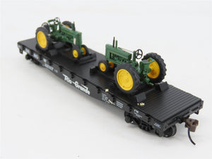 HO Athearn 8152 D&RGW Rio Grande 40' Flat Car #22317 w/ John Deere Tractors