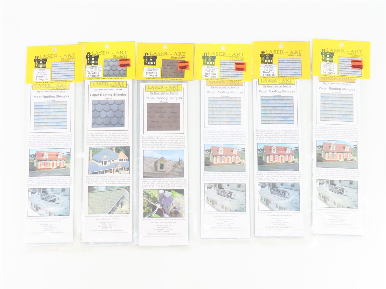 LOT of 6 HO 1/87 Scale Branchline Laser-Art Kits Paper Roofing Shingles