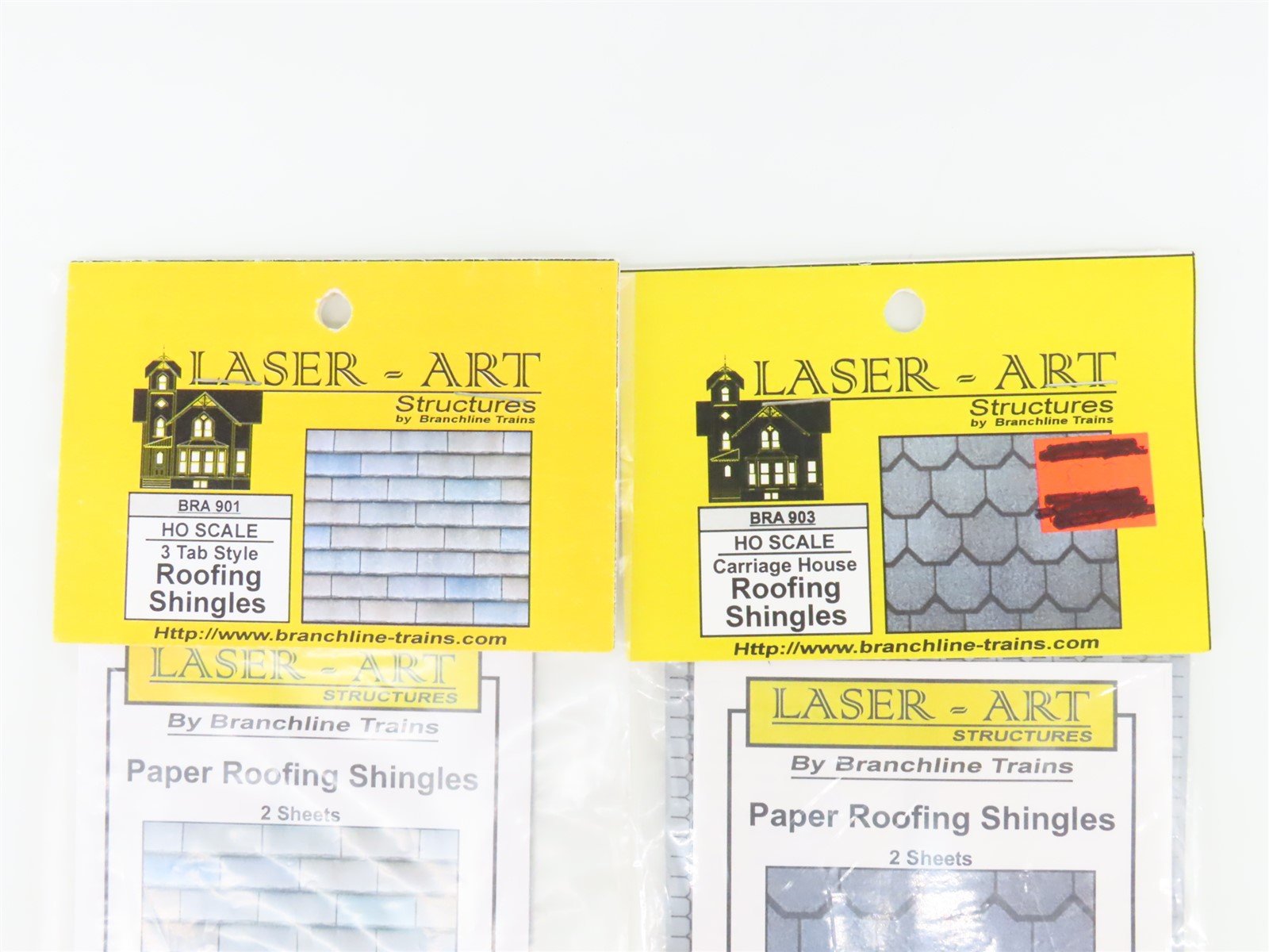 LOT of 6 HO 1/87 Scale Branchline Laser-Art Kits Paper Roofing Shingles