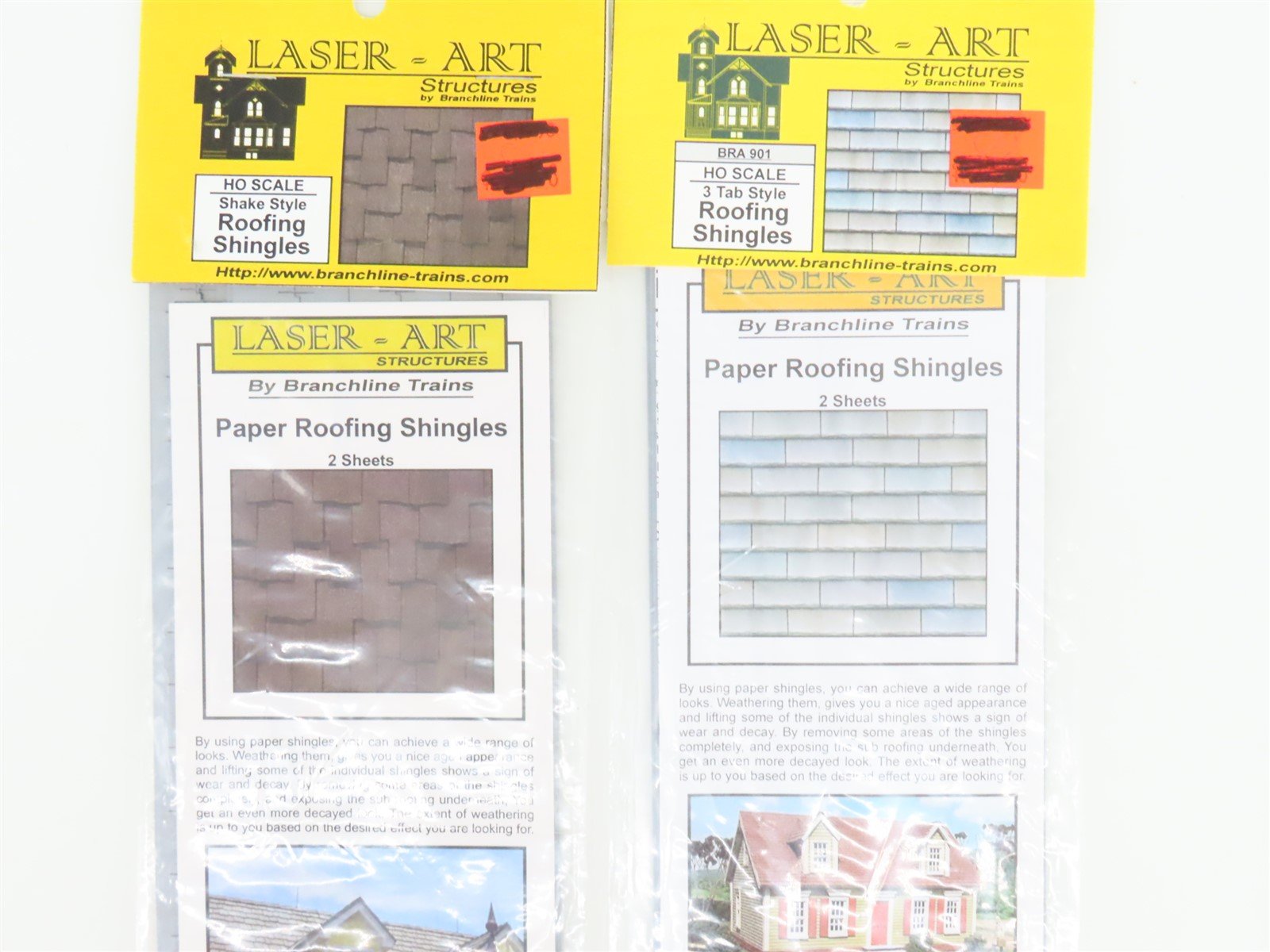 LOT of 6 HO 1/87 Scale Branchline Laser-Art Kits Paper Roofing Shingles