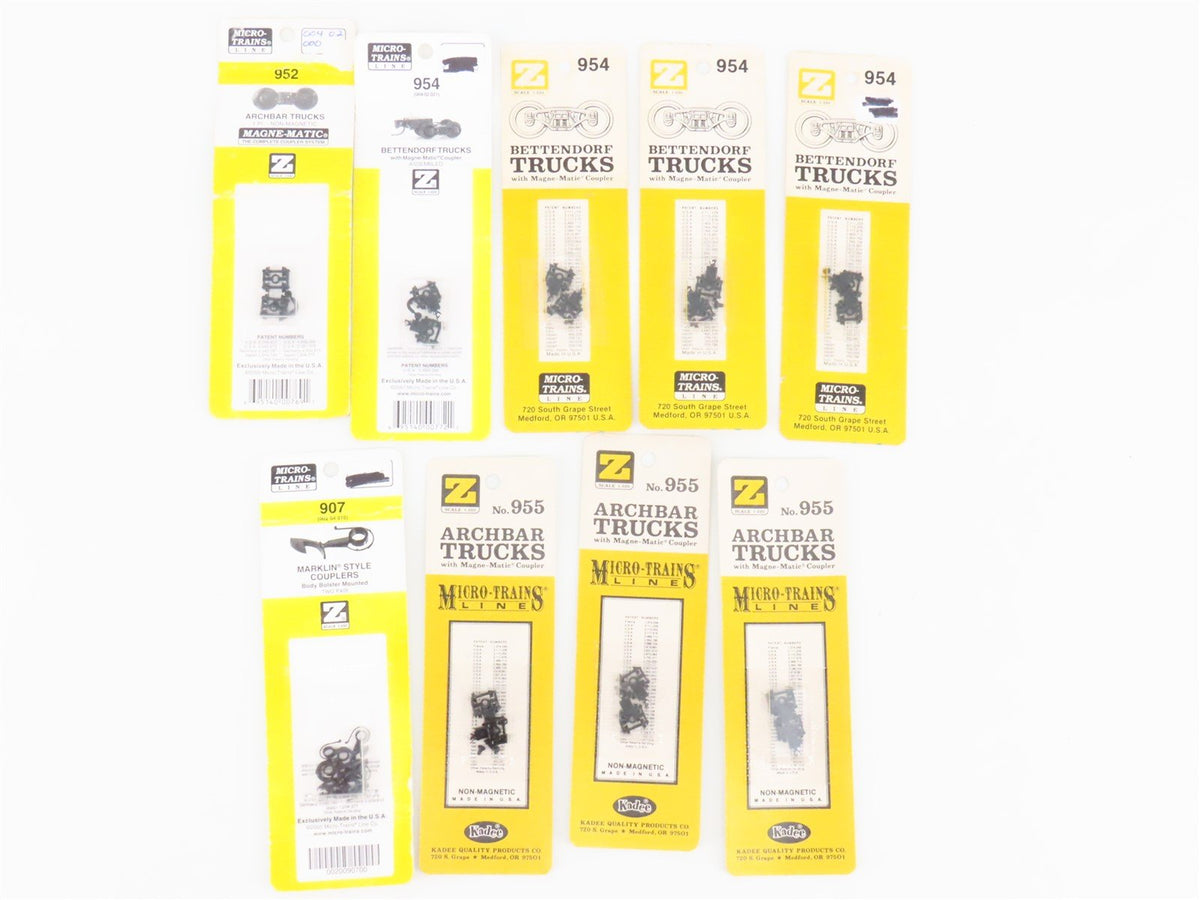 LOT of 9 Z 1/220 Scale Micro-Trains MTL Bettendorf &amp; Archbar Trucks &amp; Couplers