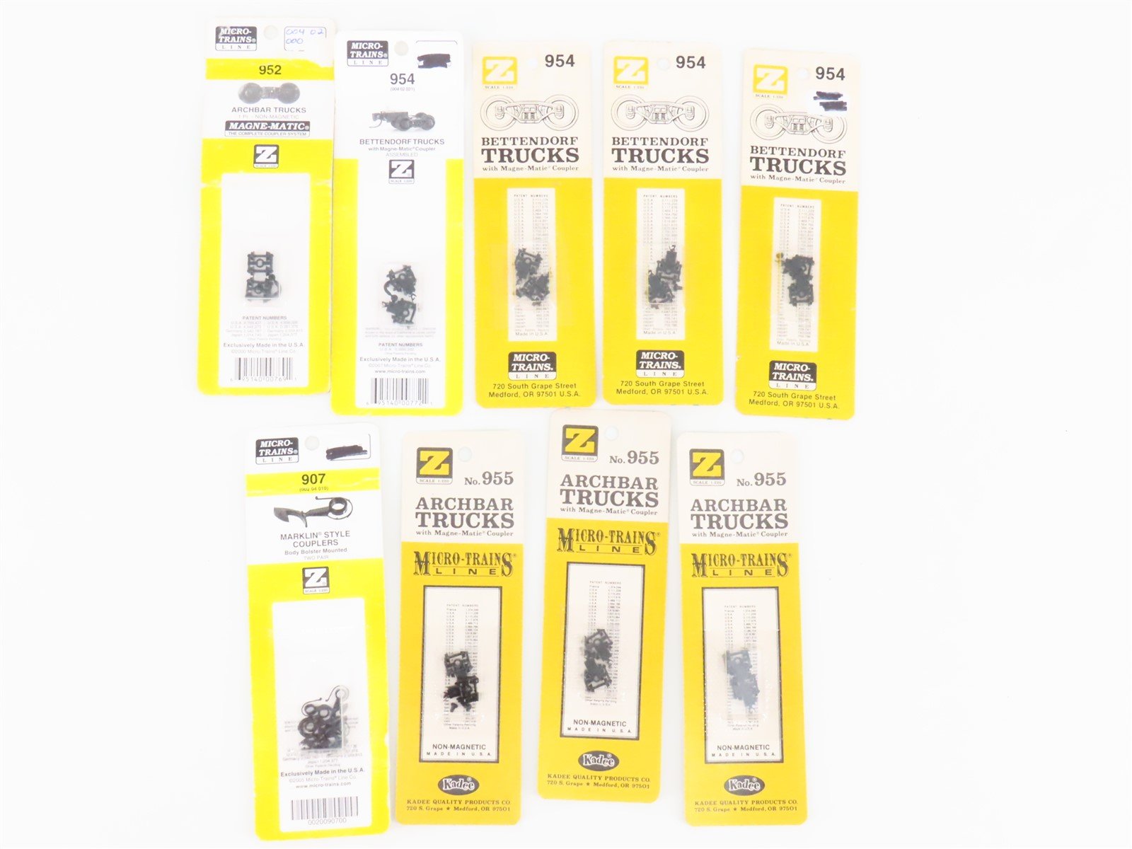 LOT of 9 Z 1/220 Scale Micro-Trains MTL Bettendorf & Archbar Trucks & Couplers