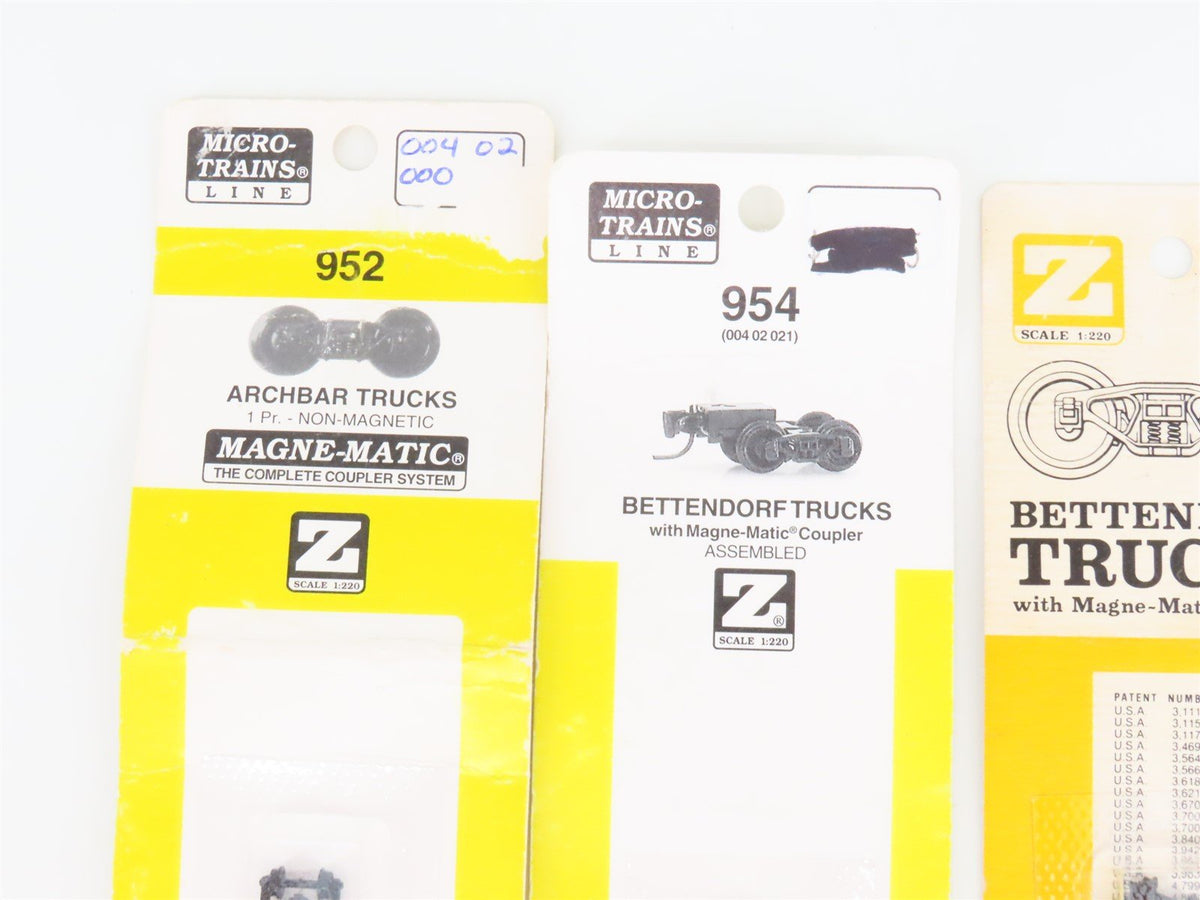 LOT of 9 Z 1/220 Scale Micro-Trains MTL Bettendorf &amp; Archbar Trucks &amp; Couplers