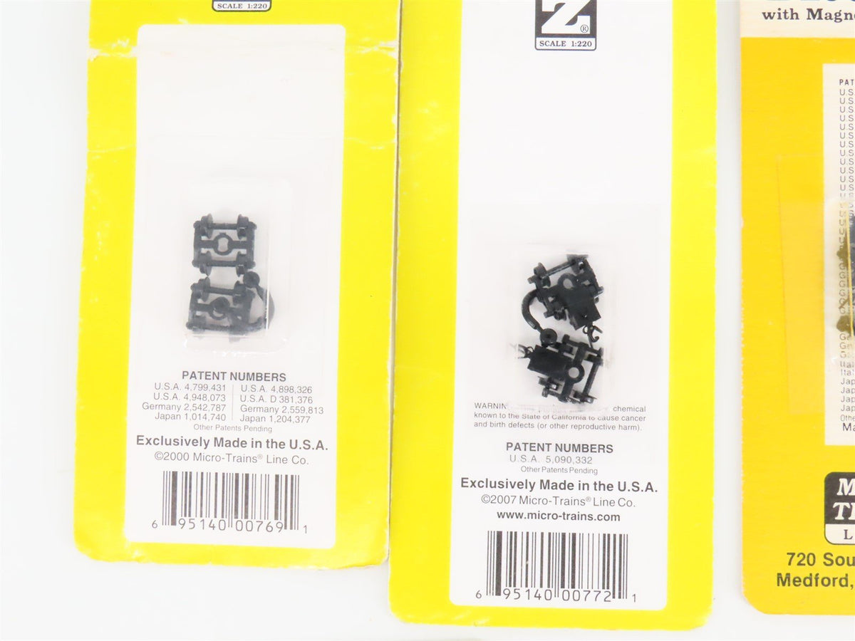 LOT of 9 Z 1/220 Scale Micro-Trains MTL Bettendorf &amp; Archbar Trucks &amp; Couplers