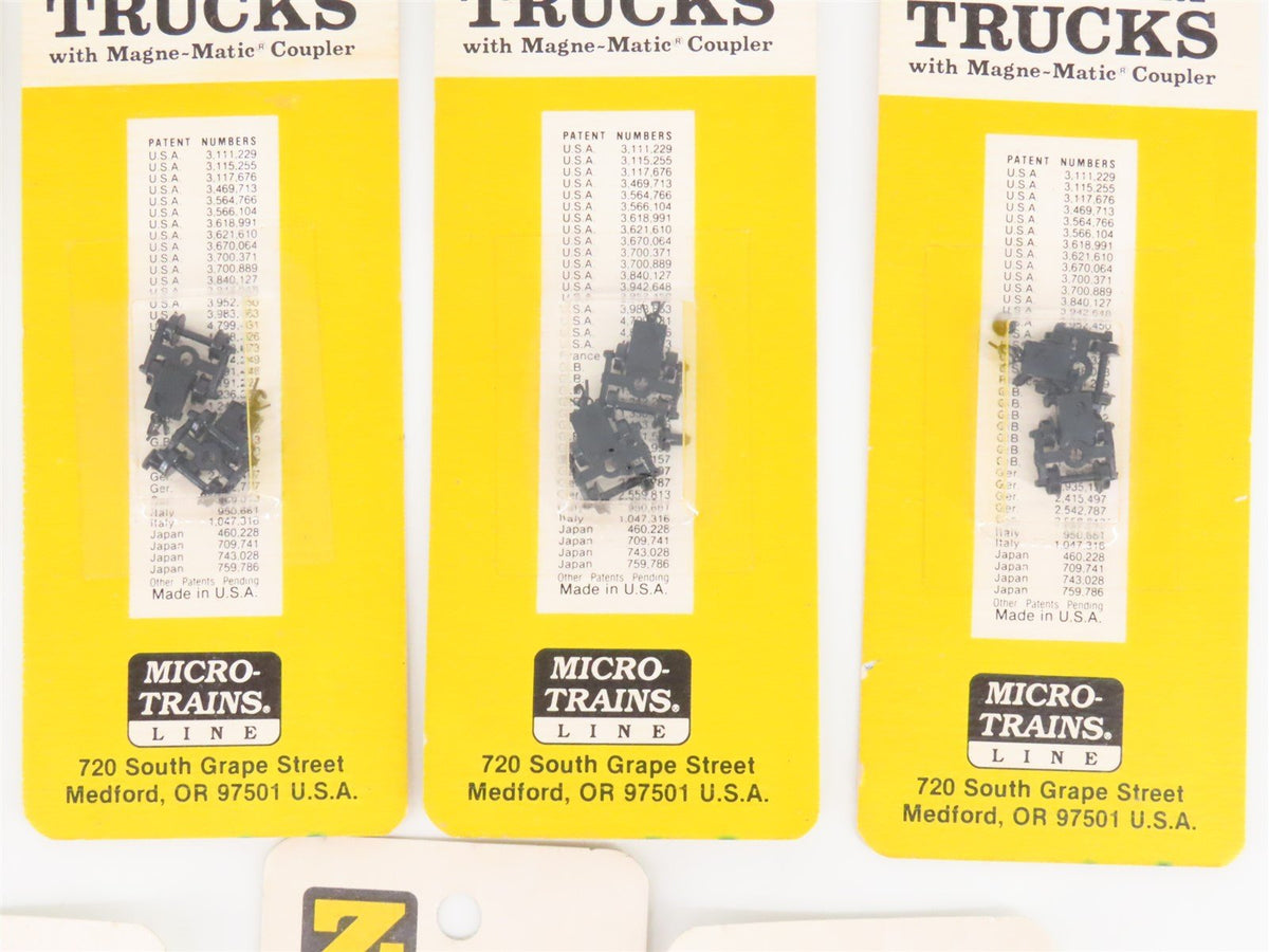 LOT of 9 Z 1/220 Scale Micro-Trains MTL Bettendorf &amp; Archbar Trucks &amp; Couplers