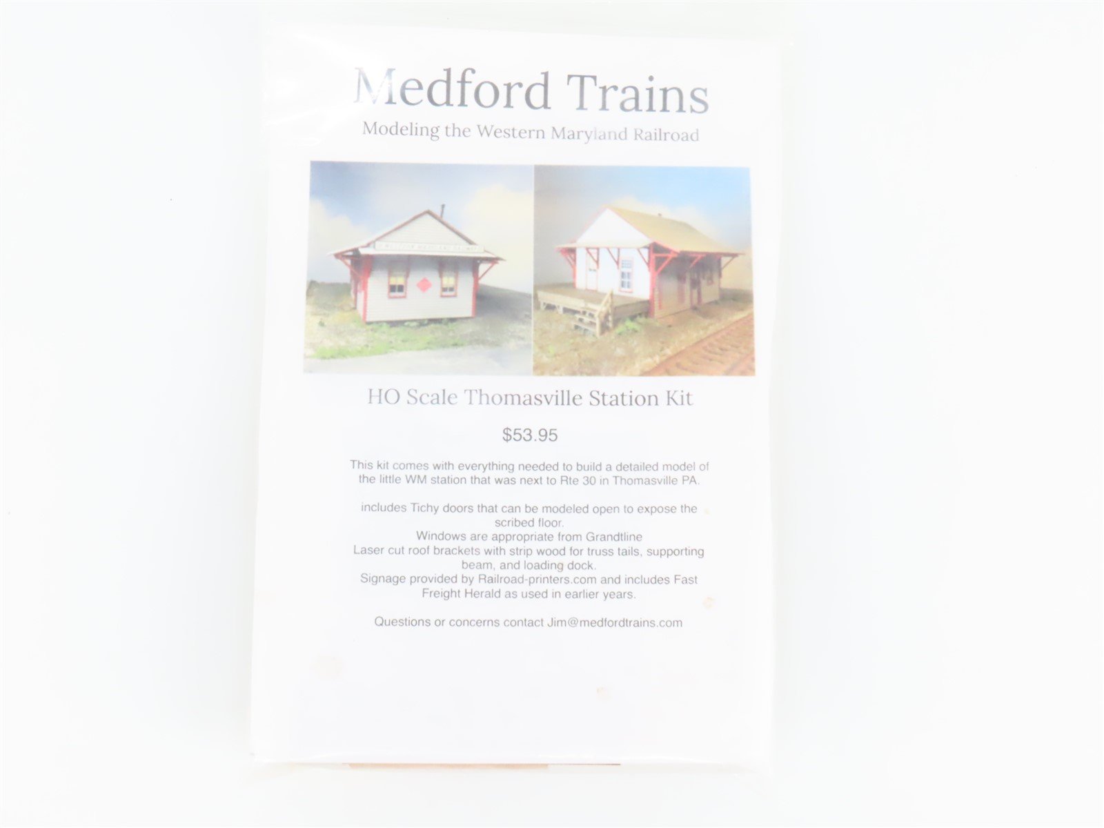 HO 1/87 Scale Medford Trains Laser Kit WM Western Maryland Thomasville Station